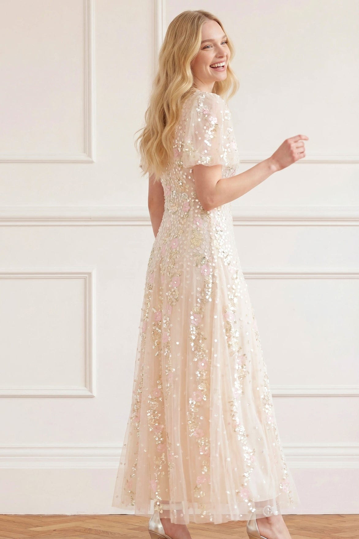 Confetti Round Neck Ankle Gown