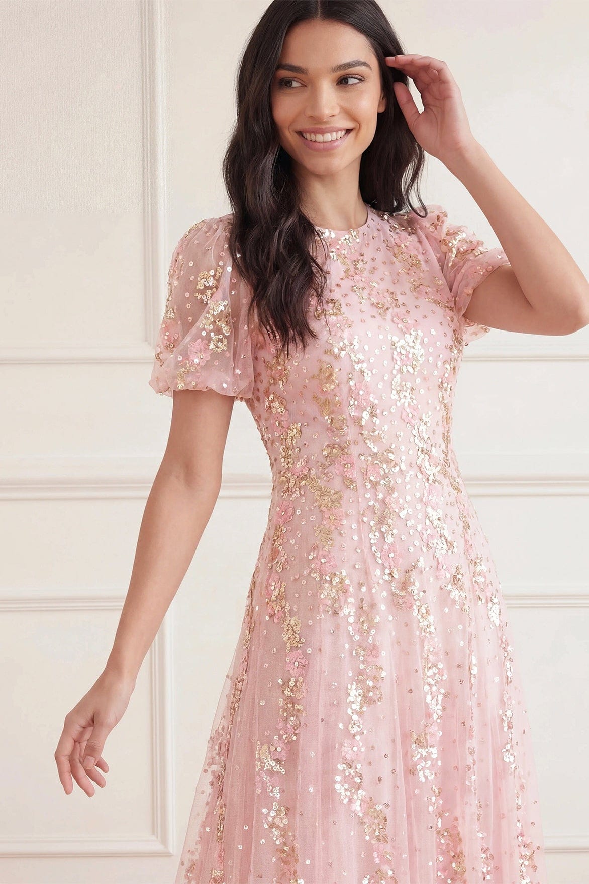 Confetti Round Neck Ankle Gown
