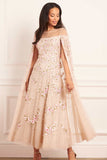 Crescent Roses Cape Ankle Gown