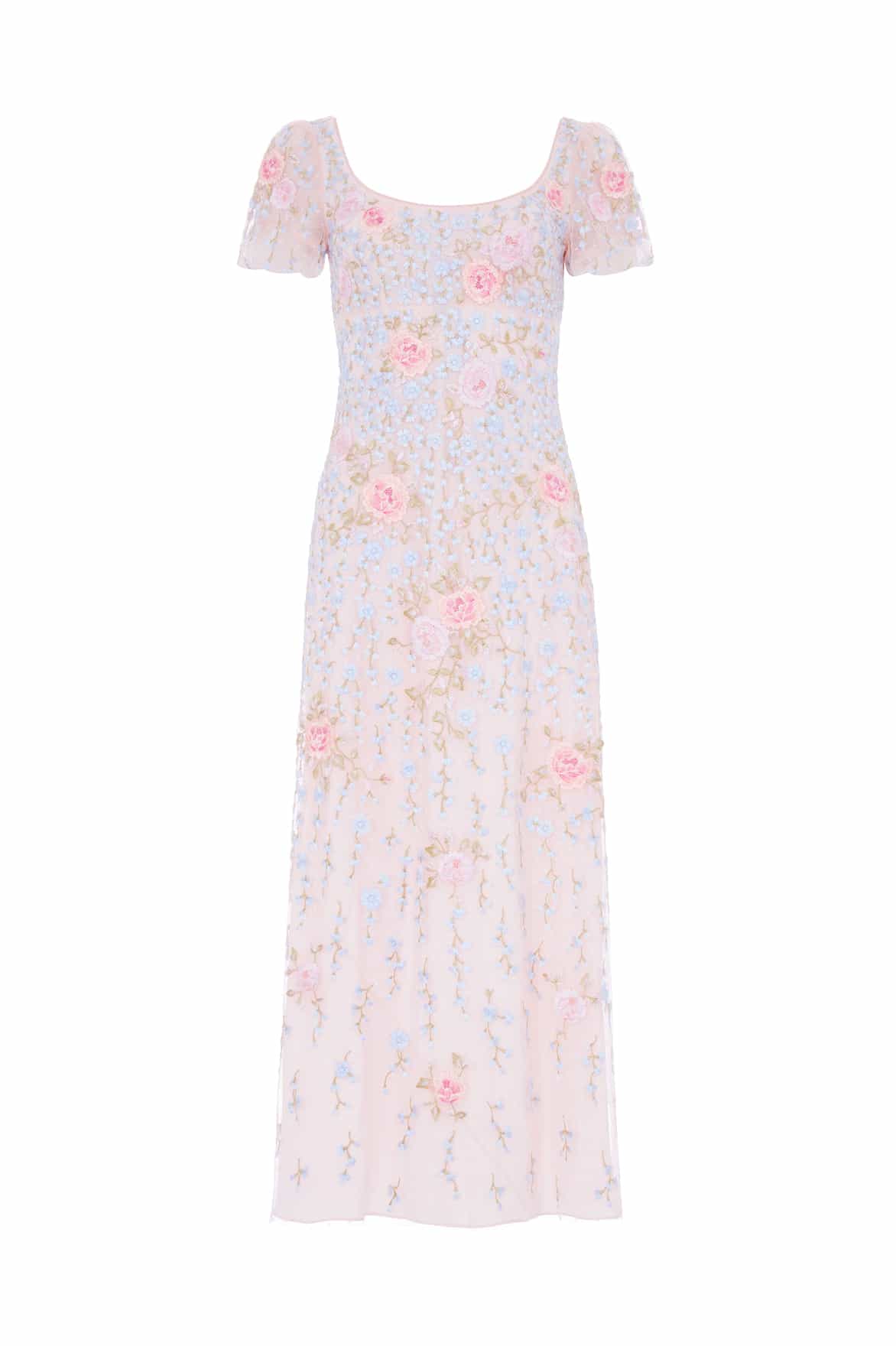 Cressida Embroidery Puff Sleeve Ankle Gown