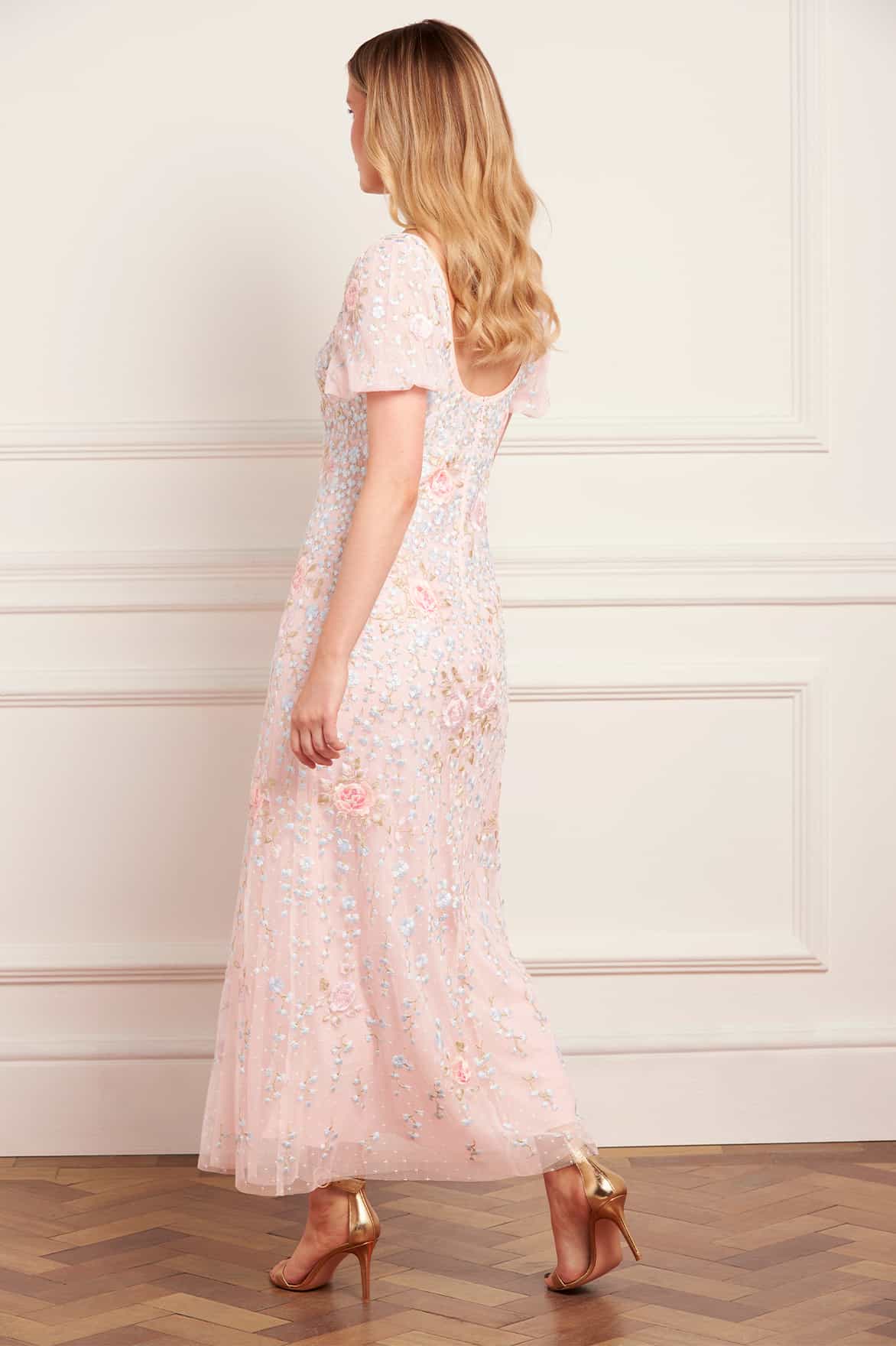 Cressida Embroidery Puff Sleeve Ankle Gown