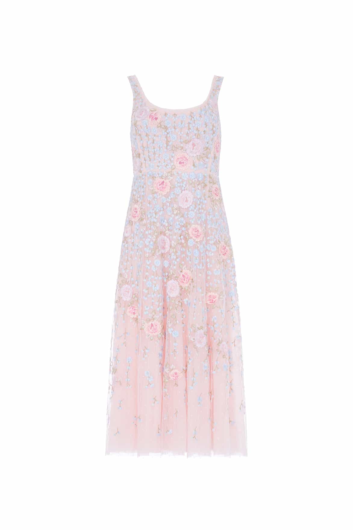 Cressida Embroidery Scoop Neck Ballerina Dress