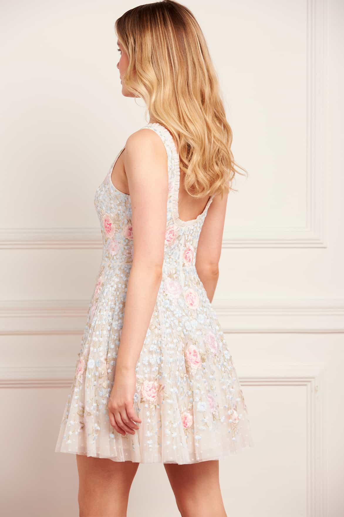 Cressida Embroidery Scoop Neck Micro Mini Dress