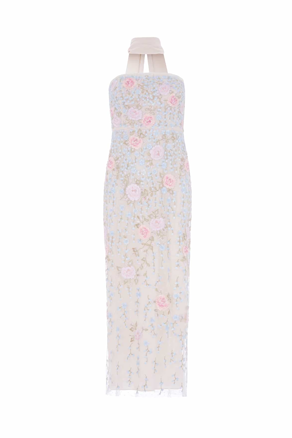 Cressida Embroidery Strapless Ankle Gown