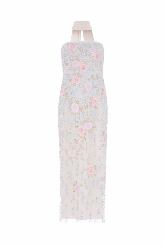 Cressida Embroidery Strapless Ankle Gown