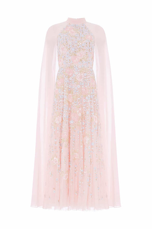 Cressida Floral Cape Ankle Gown