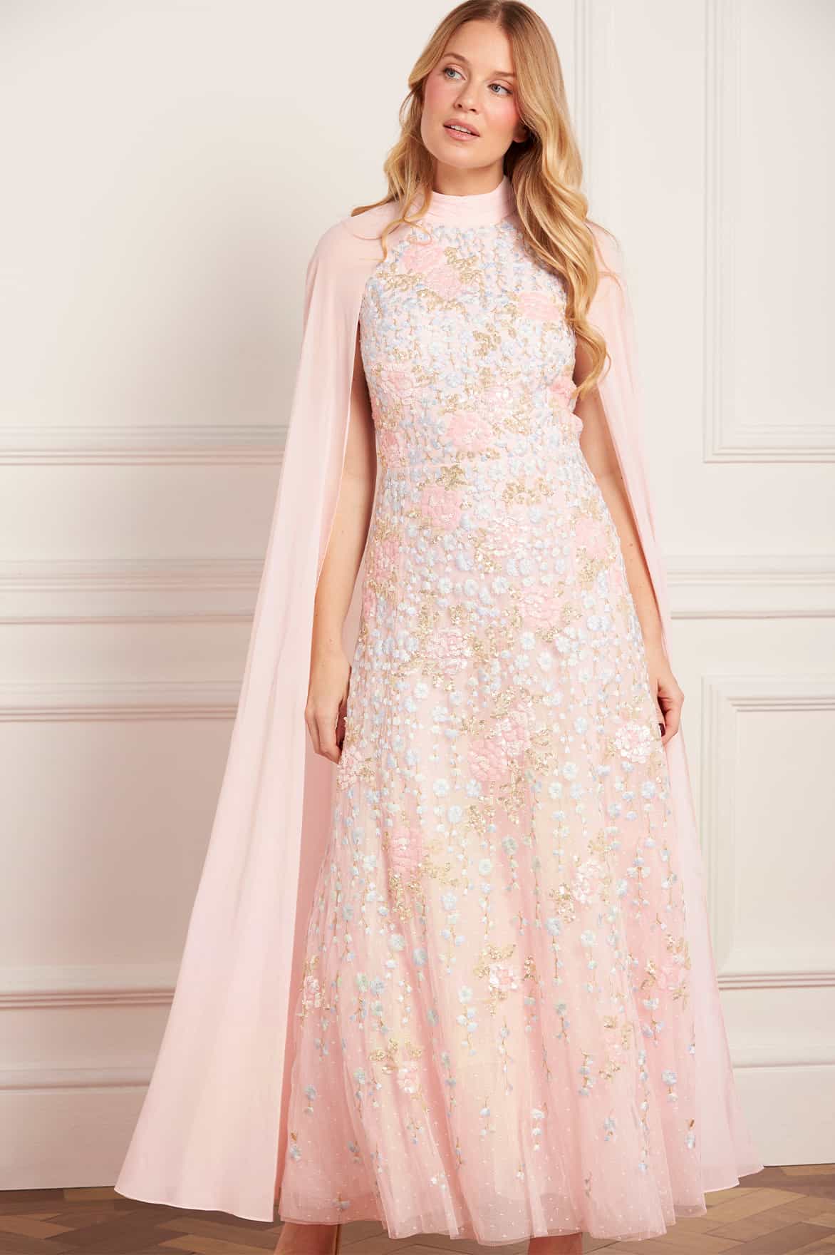 Cressida Floral Cape Ankle Gown