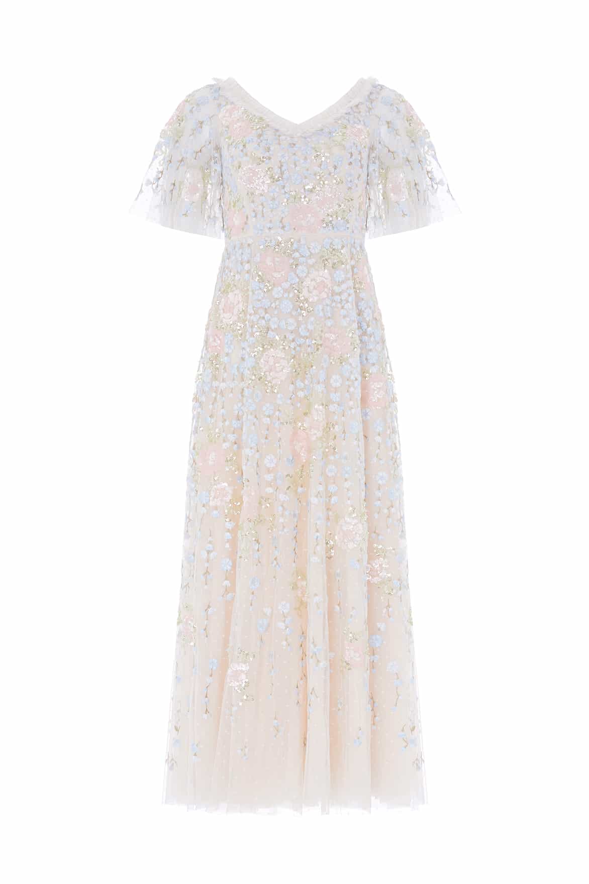 Cressida Floral Short Sleeve Ankle Gown