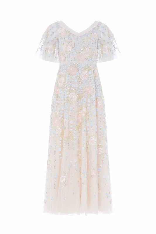 Cressida Floral Short Sleeve Ankle Gown