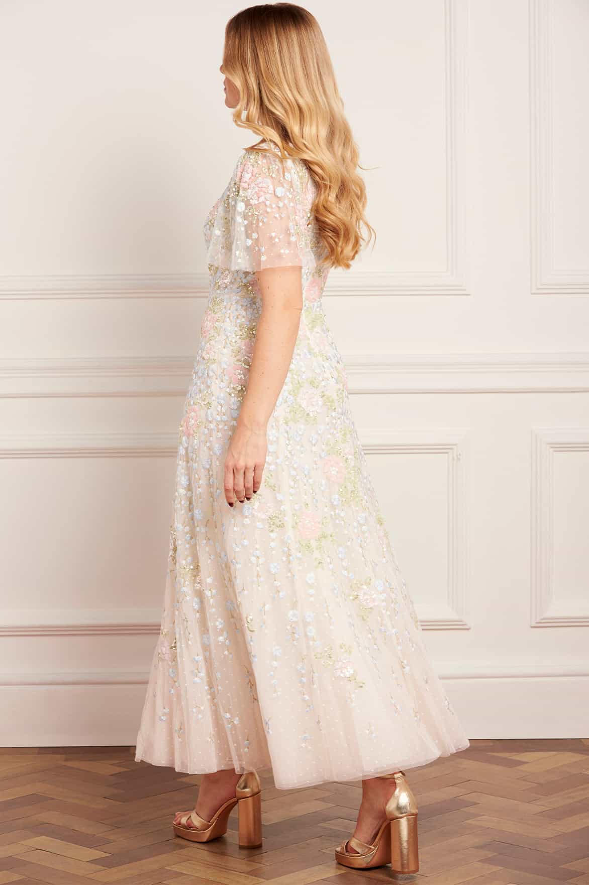 Cressida Floral Short Sleeve Ankle Gown