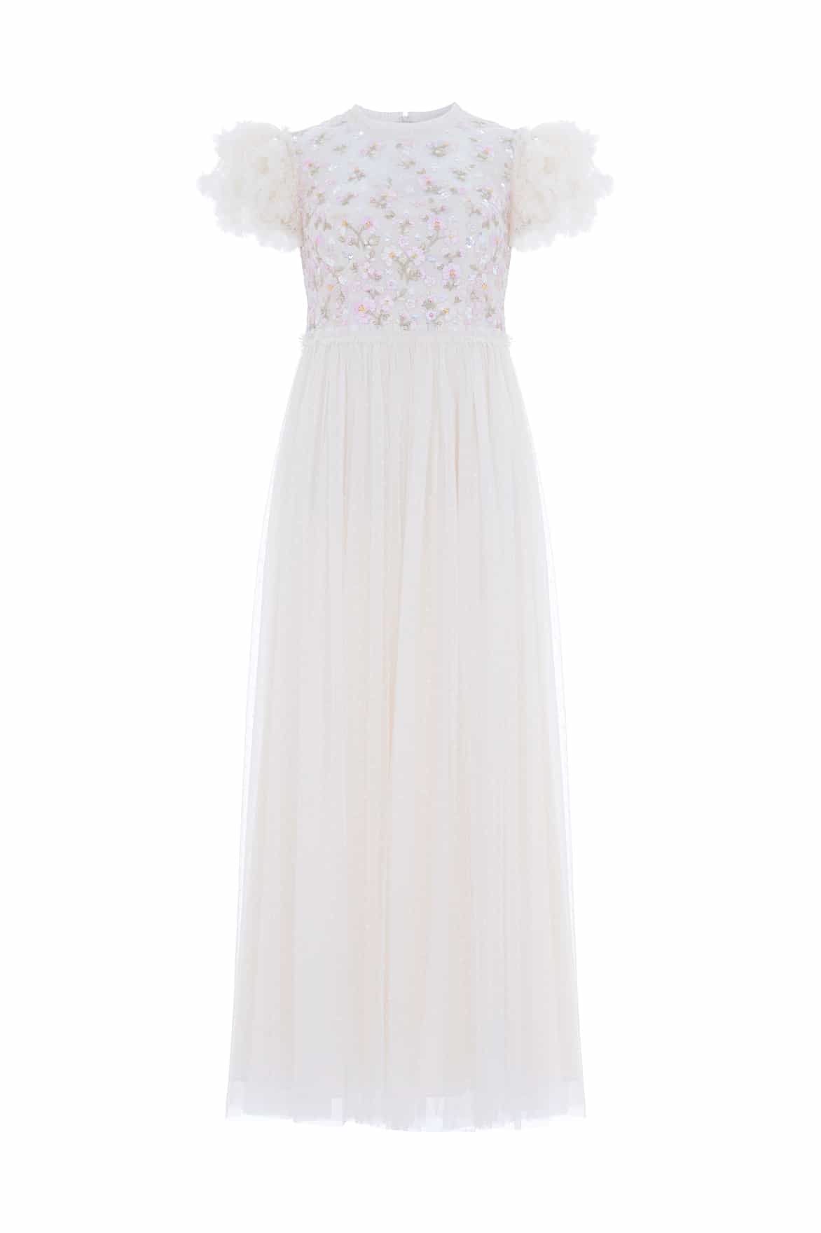 Dahlia Ditsy Bodice Round Neck Ankle Gown