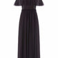 Dappled Sequin Bodice Off-Shoulder Ankle Gown