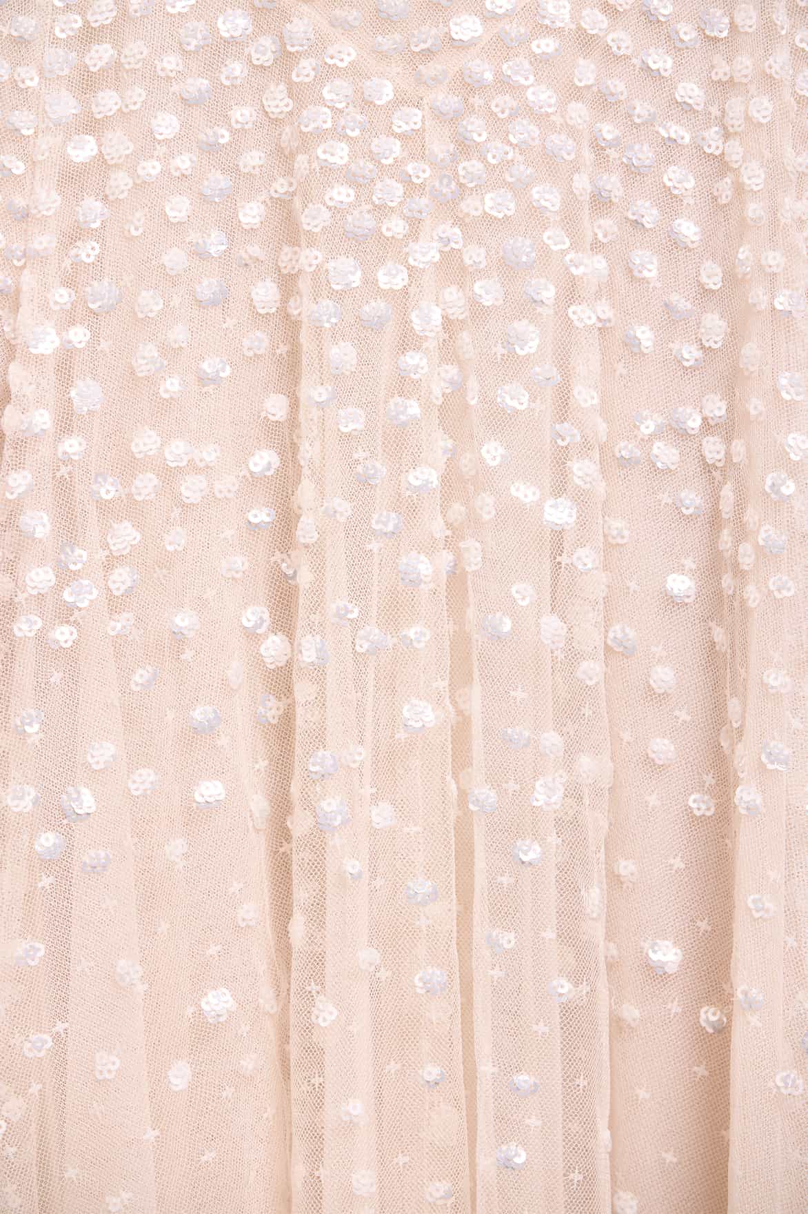 Dappled Sequin Cape Ankle Gown