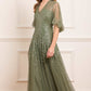 Dappled Sequin Cape Ankle Gown