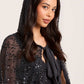 Dappled Sequin Hooded Long Cape