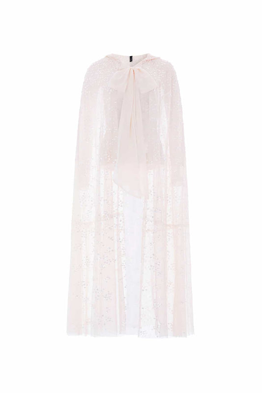 Dappled Sequin Hooded Long Cape