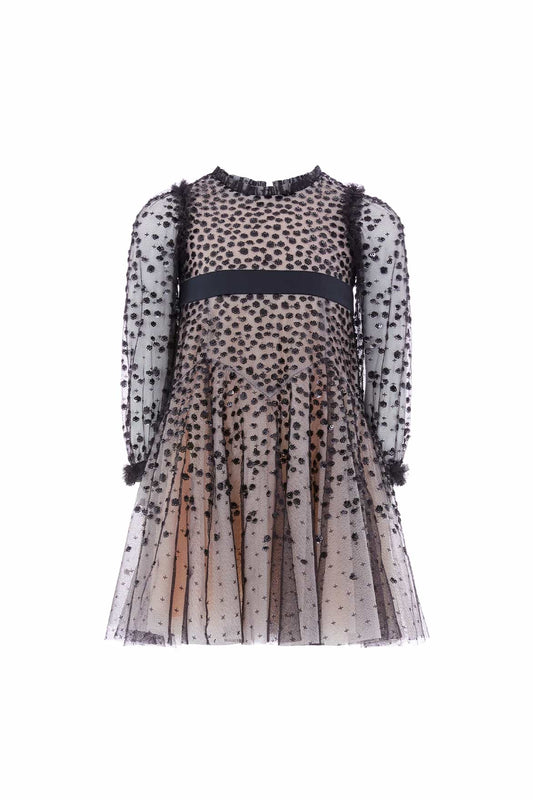 Dappled Sequin Long Sleeve Kids Dress