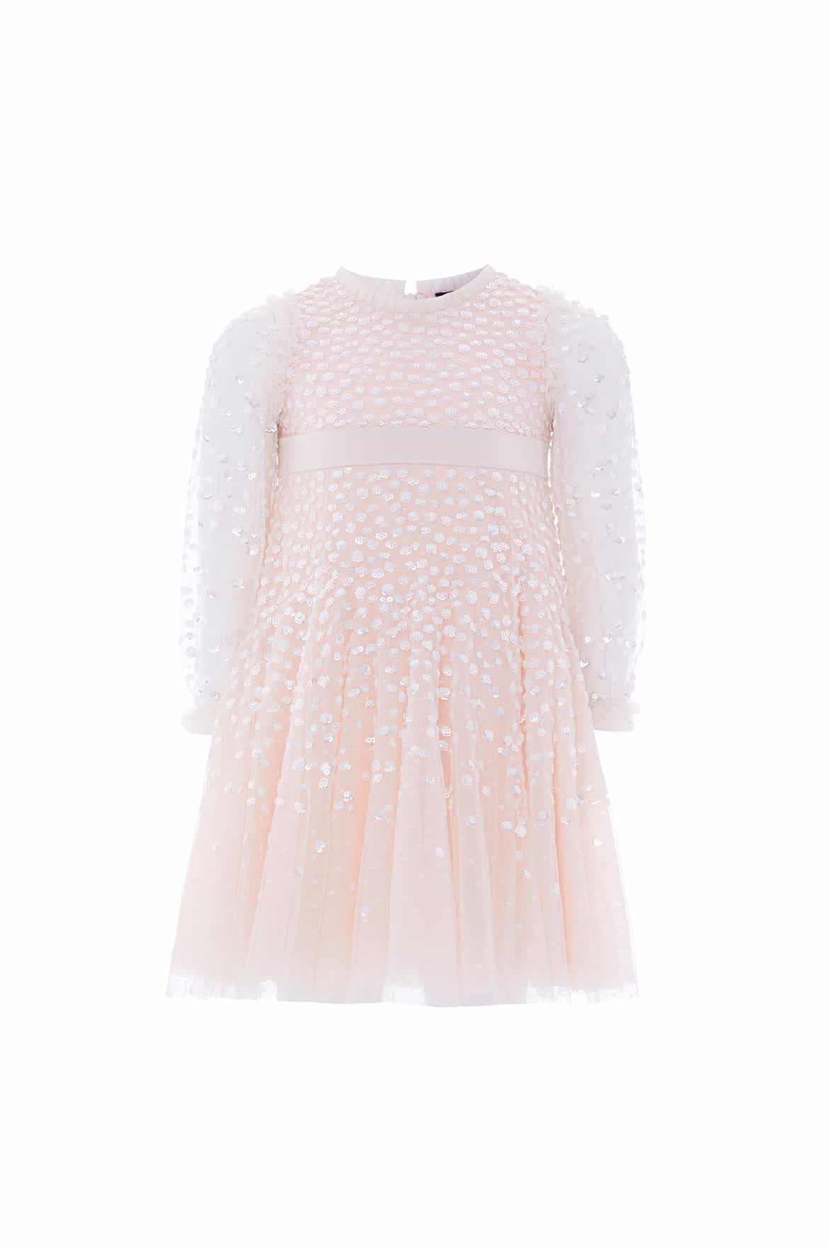 Dappled Sequin Long Sleeve Kids Dress