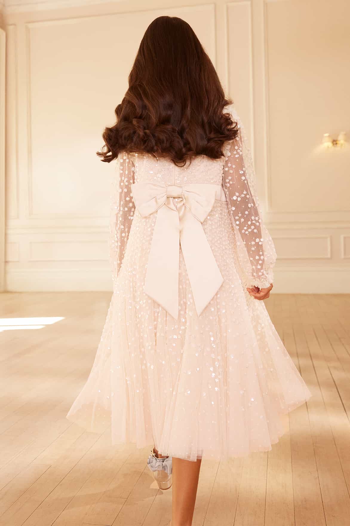 Dappled Sequin Long Sleeve Kids Dress