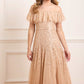 Dappled Sequin Off-Shoulder Ankle Gown