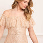 Dappled Sequin Off-Shoulder Ankle Gown