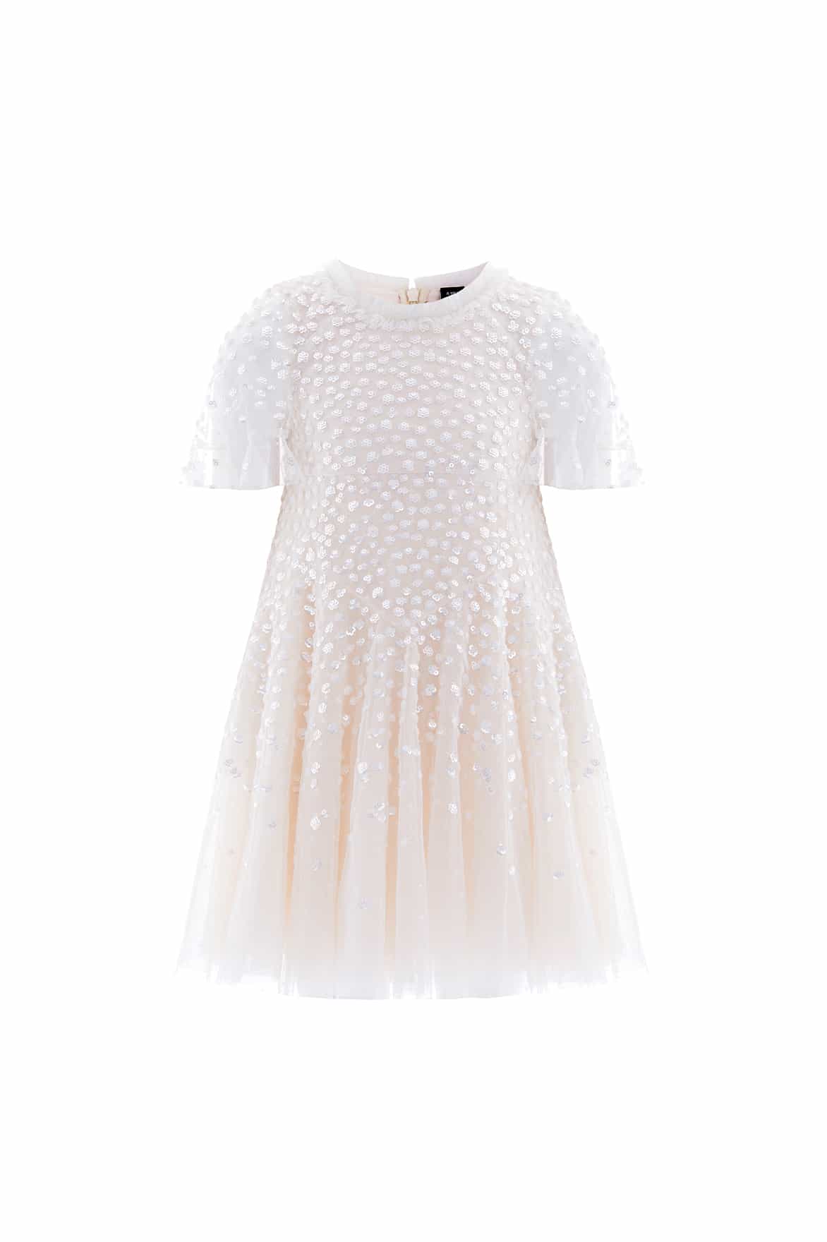 Dappled Sequin Short Cape Kids Dress