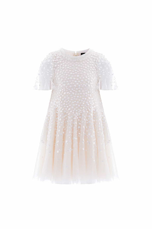 Dappled Sequin Short Cape Kids Dress