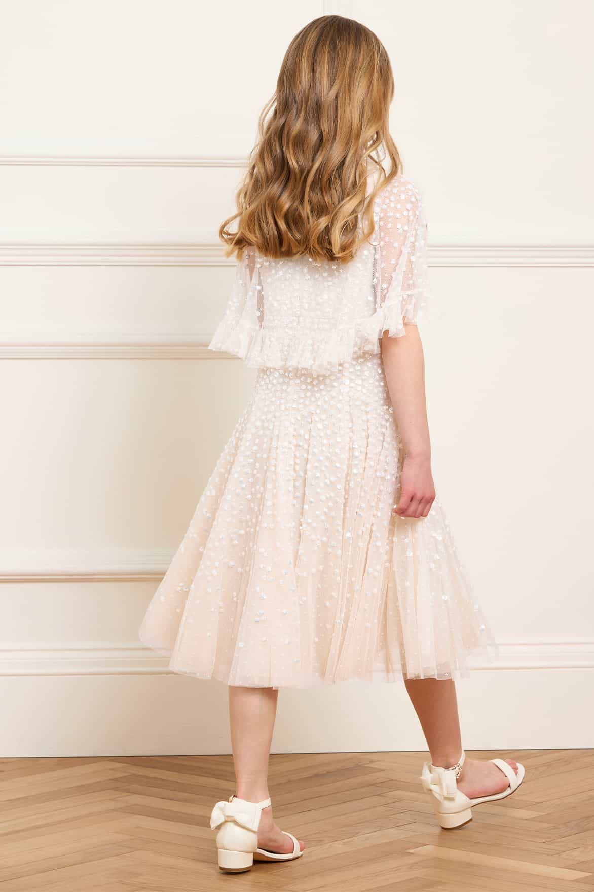 Dappled Sequin Short Cape Kids Dress