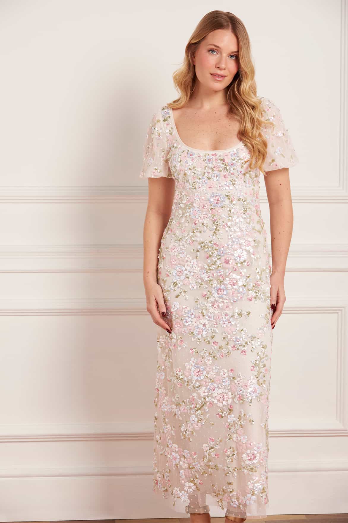 Dream Garland Puff Sleeve Ankle Gown