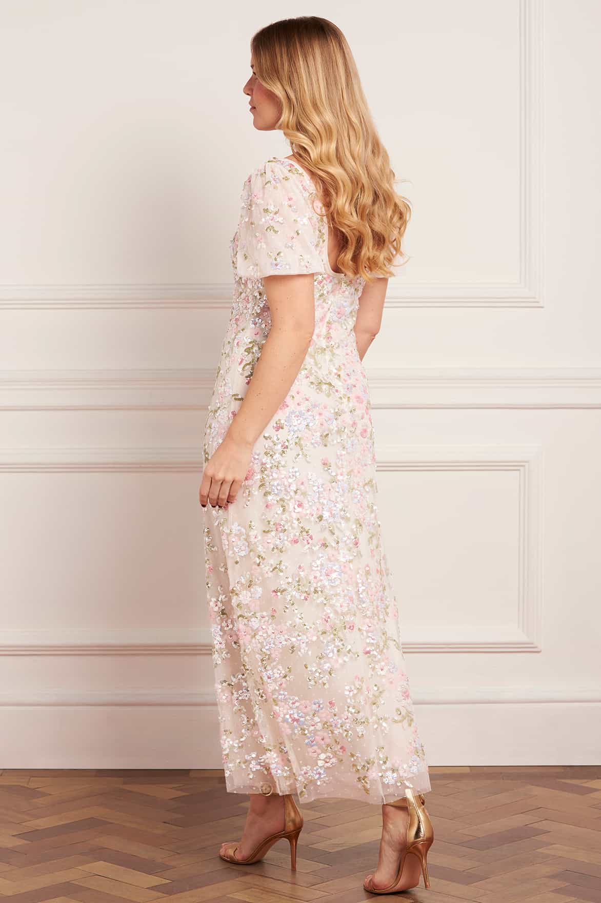 Dream Garland Puff Sleeve Ankle Gown