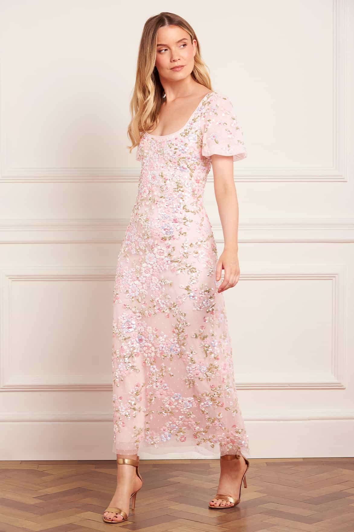 Dream Garland Puff Sleeve Ankle Gown