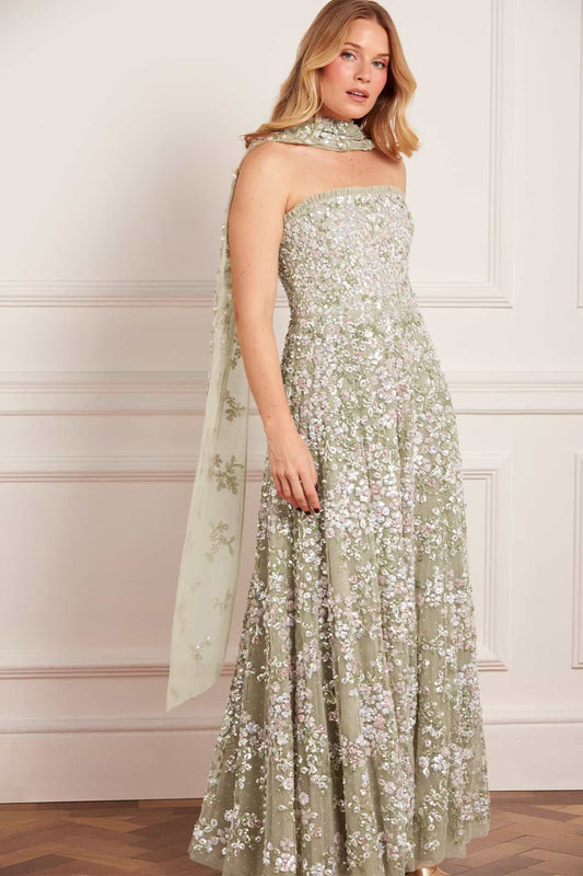 Dream Garland Strapless Gown