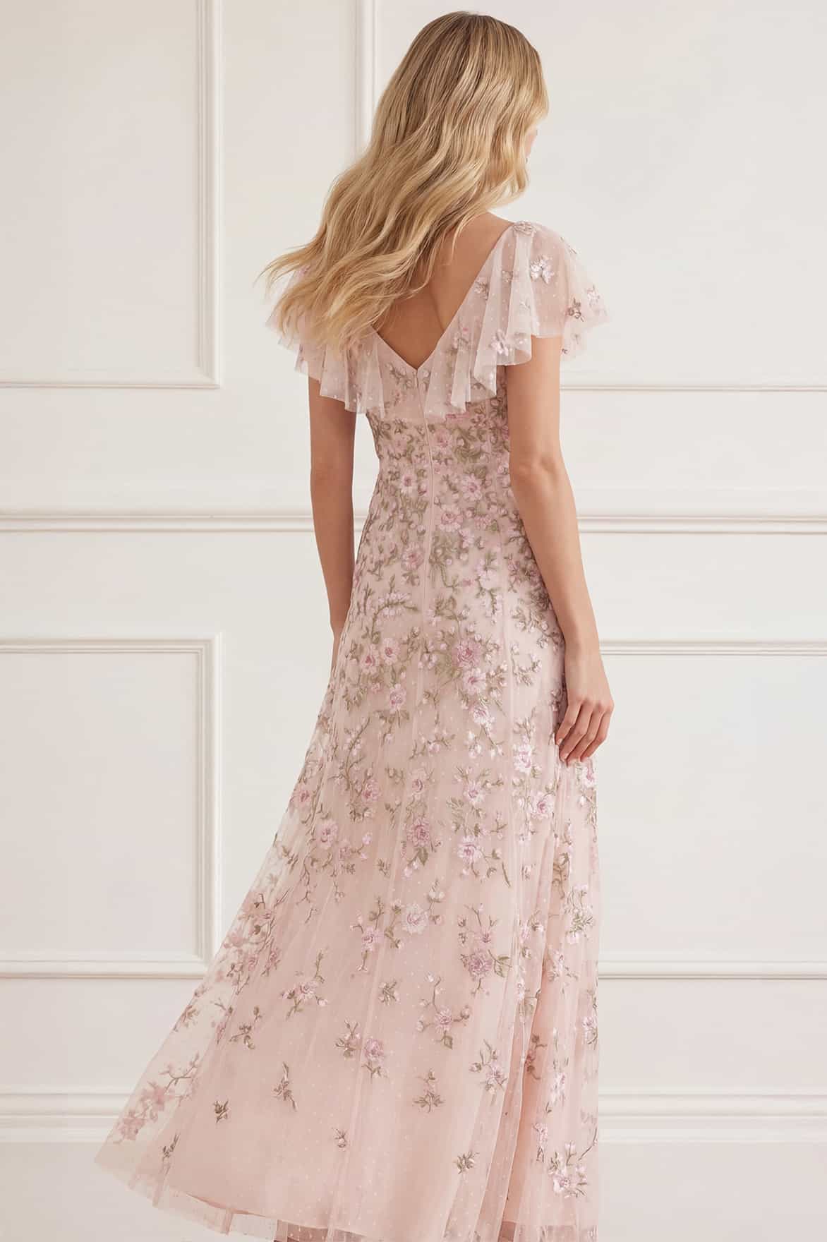 Eden Rose V-Neck Ankle Gown