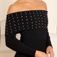 Embellished Bardot Knit Gown