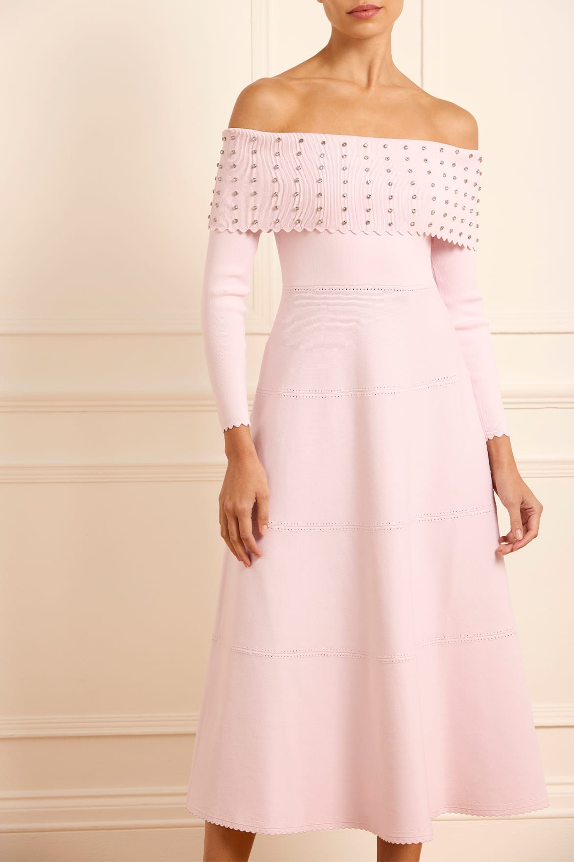Embellished Bardot Knit Gown