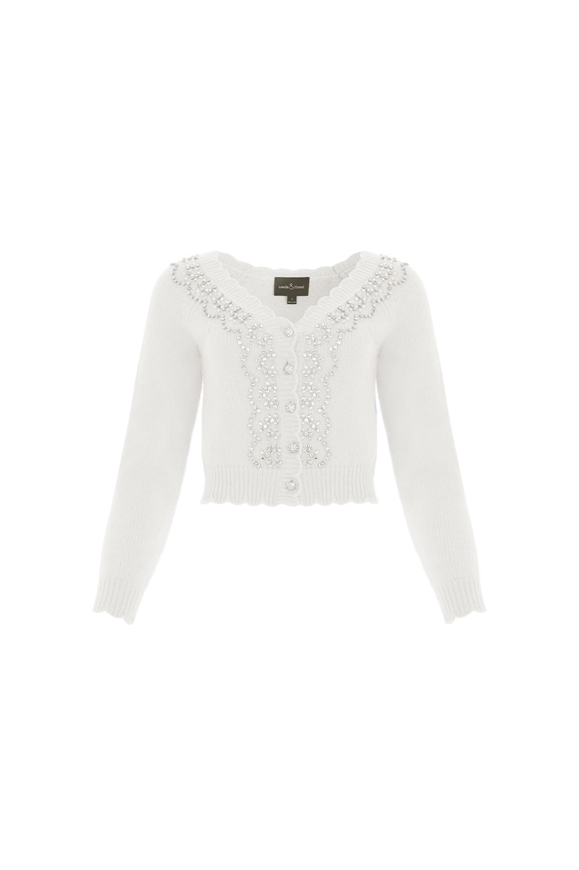 Embellished V-Neck Short Cardigan