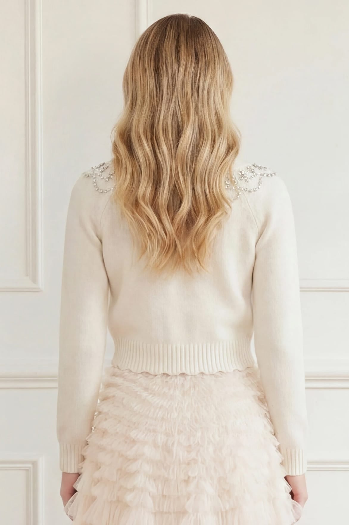 Embellished V-Neck Short Cardigan