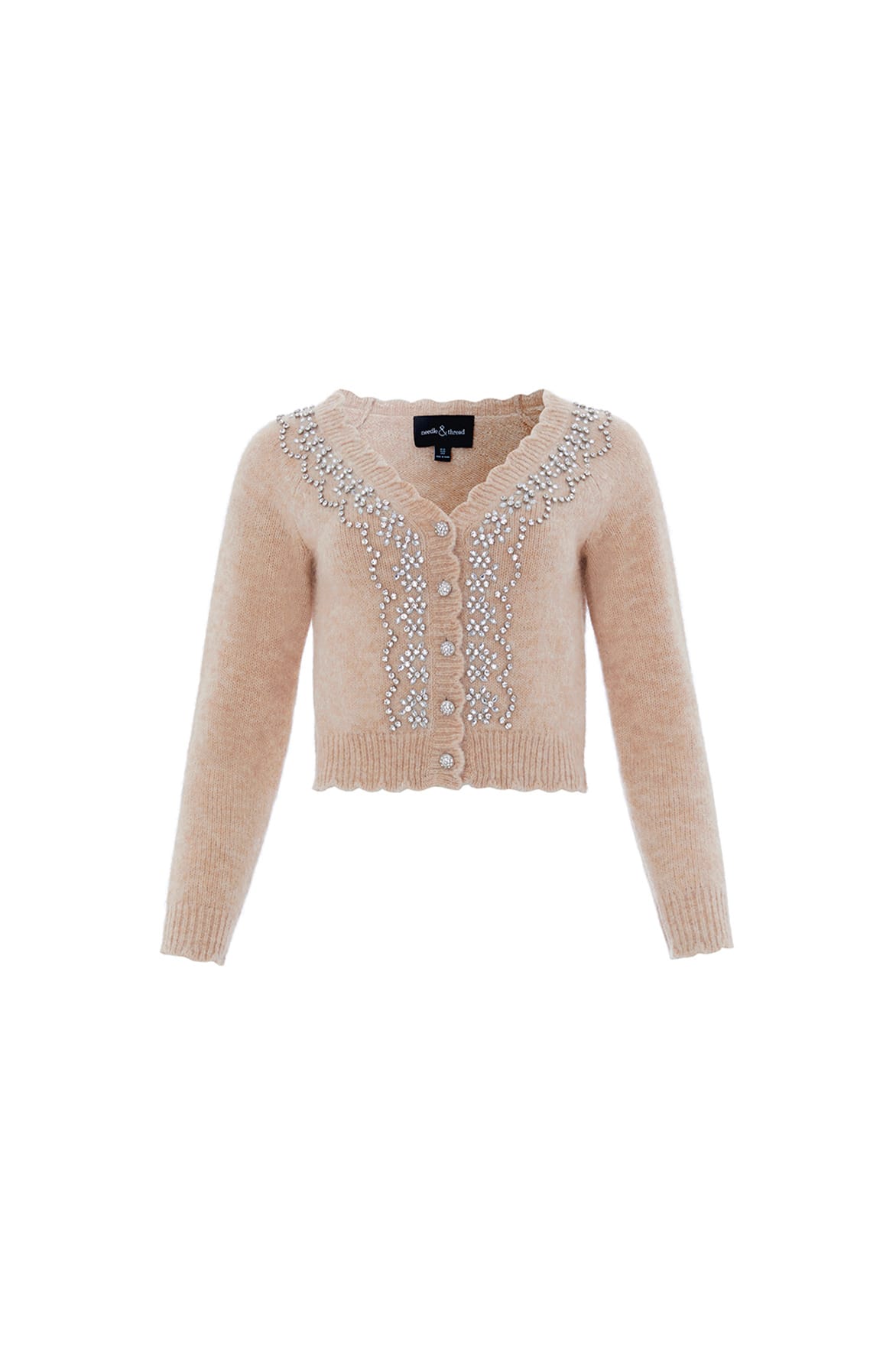 Embellished V-Neck Short Cardigan