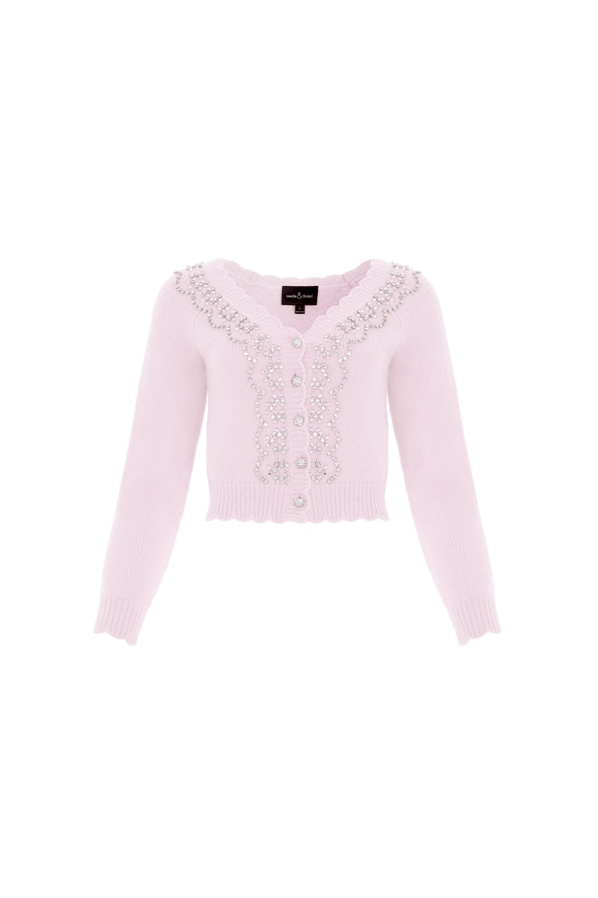 Embellished V-Neck Short Cardigan