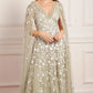 Ethereal Blooms Cape Sleeve Ankle Gown