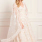 Ethereal Blooms Cape Sleeve Ankle Gown