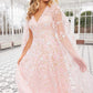 Ethereal Blooms Cape Sleeve Ankle Gown