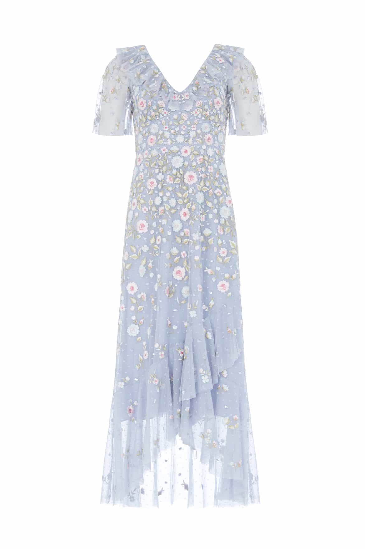 Ethereal Blooms Frill Ankle Gown