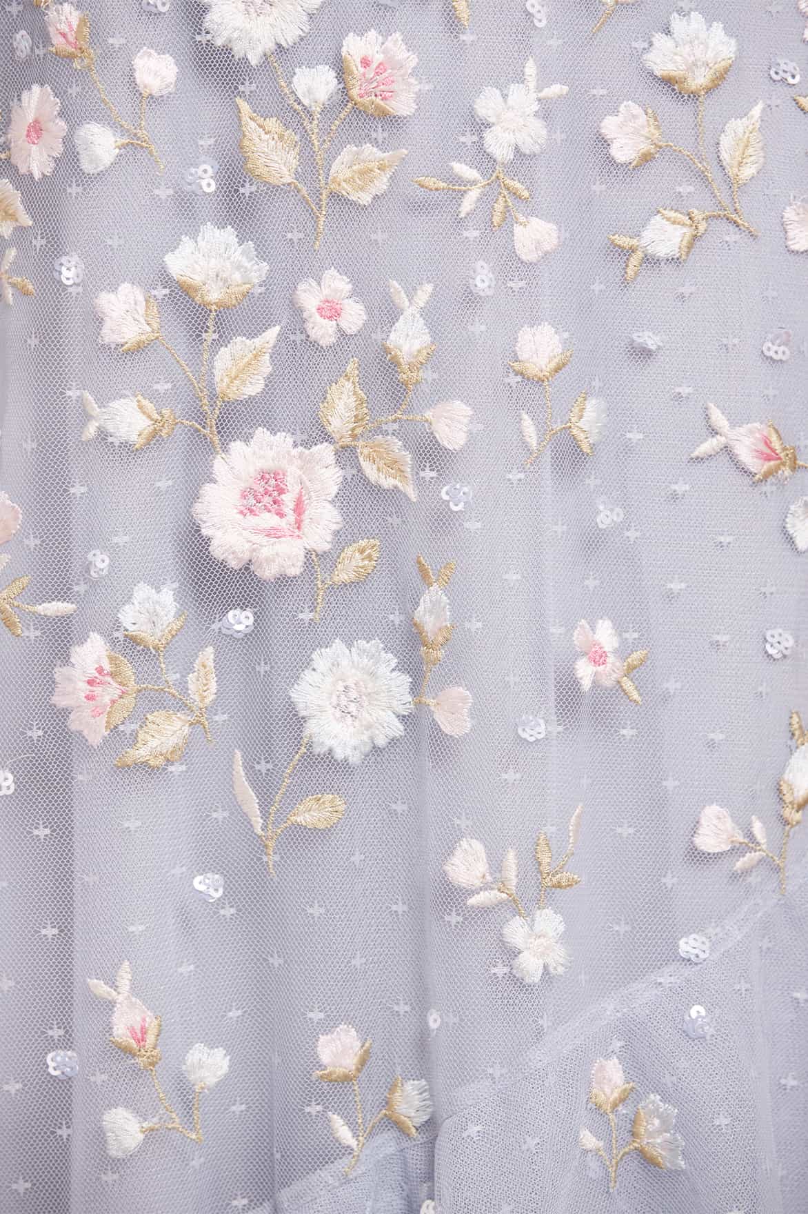 Ethereal Blooms Frill Ankle Gown