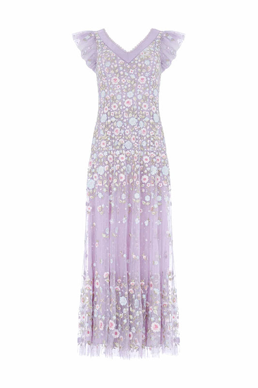 Ethereal Blooms Short Sleeve Ankle Gown
