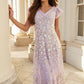 Ethereal Blooms Short Sleeve Ankle Gown