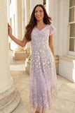 Ethereal Blooms Short Sleeve Ankle Gown