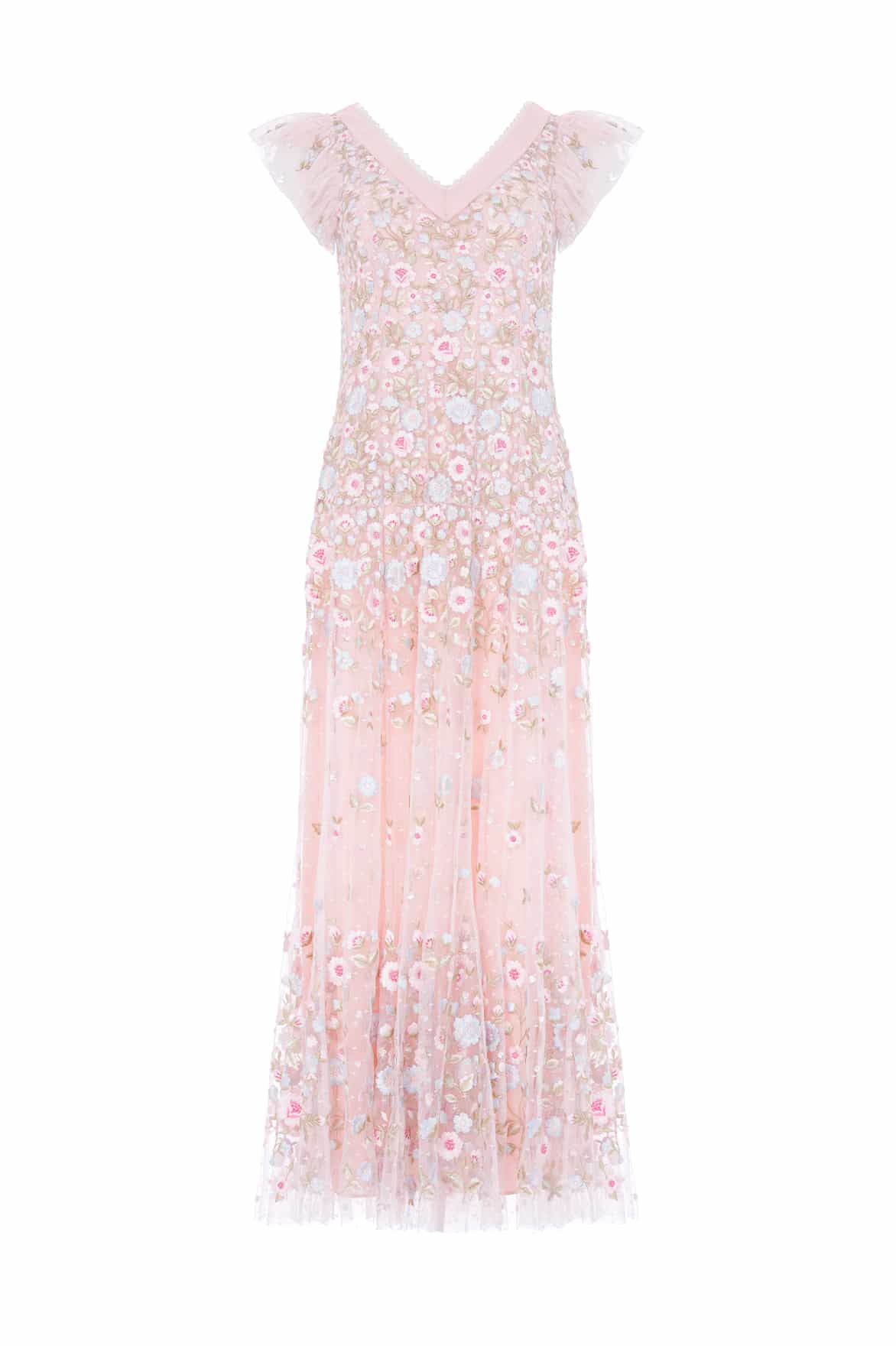 Ethereal Blooms Short Sleeve Ankle Gown