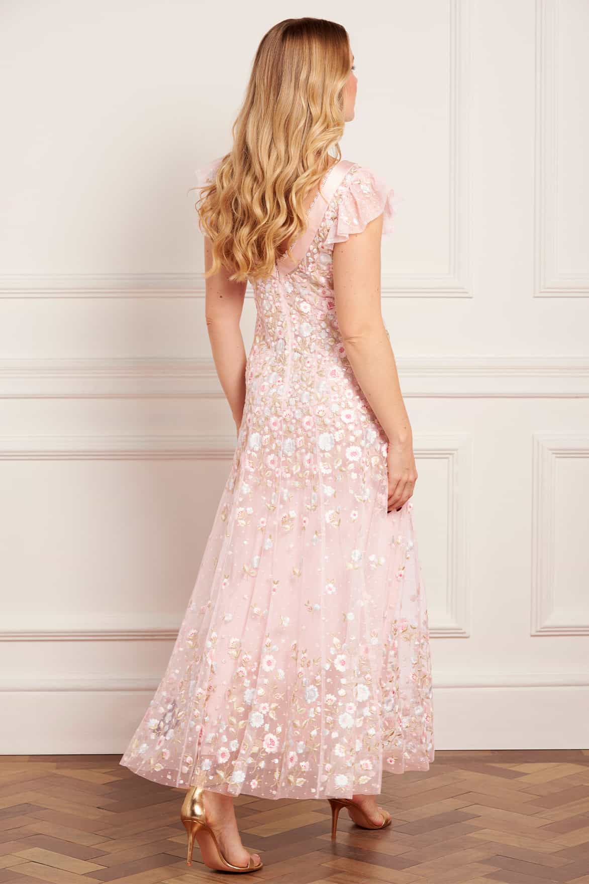 Ethereal Blooms Short Sleeve Ankle Gown