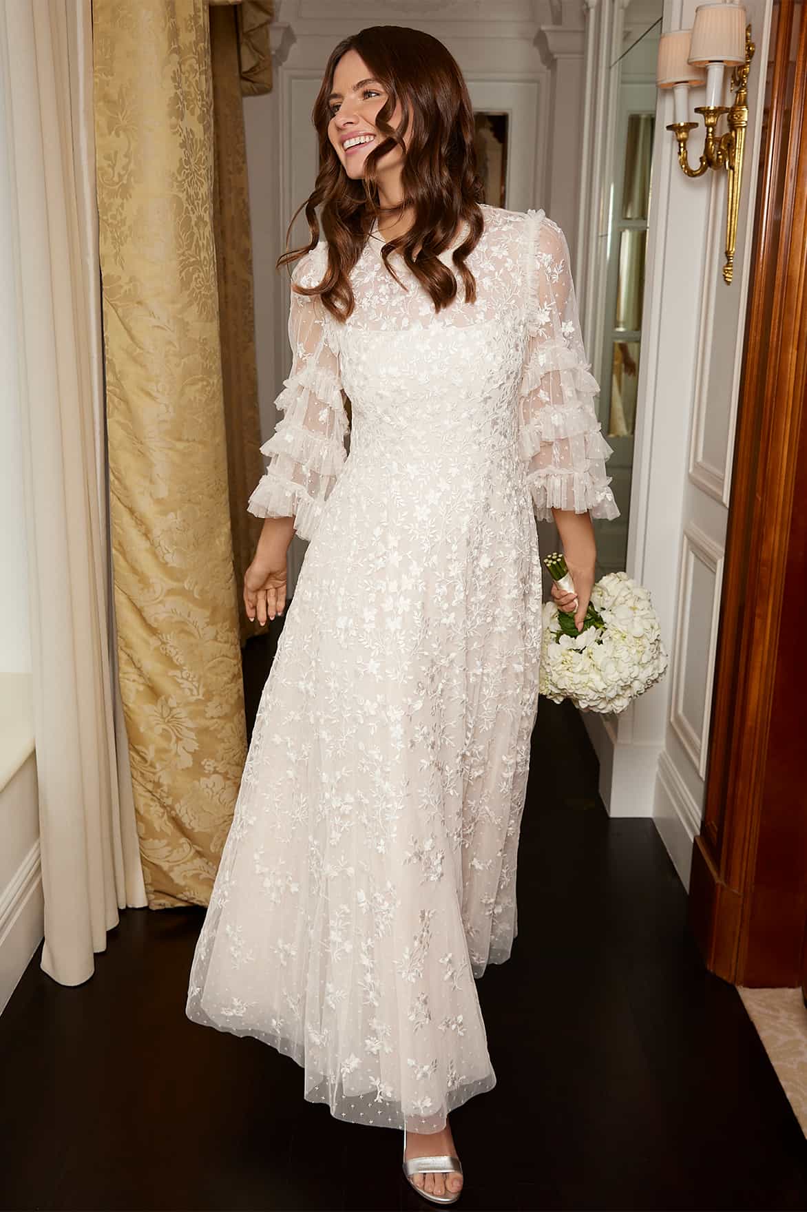 Everett Bloom Round Neck Ankle Gown